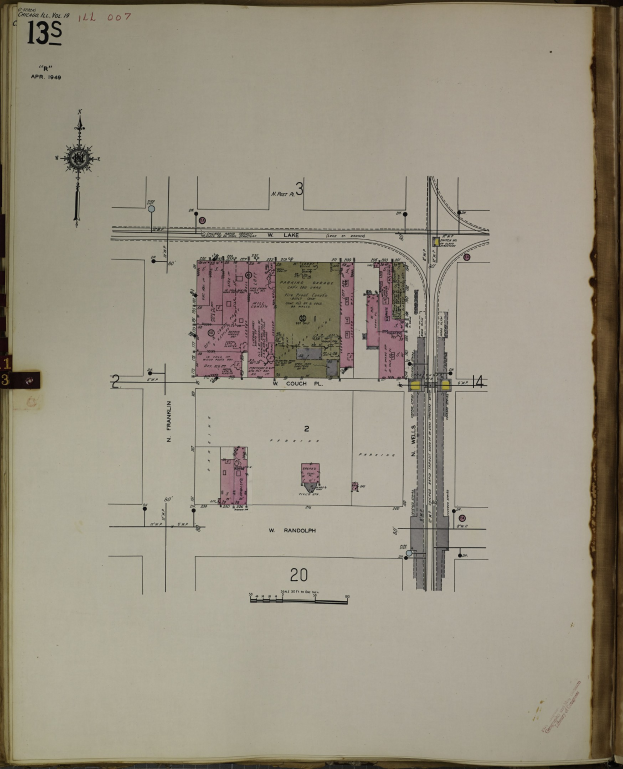 Ein aufgeschlagenes Buch mit einer detaillierten Stadtkarten-Illustration und begleitenden Textplänen.